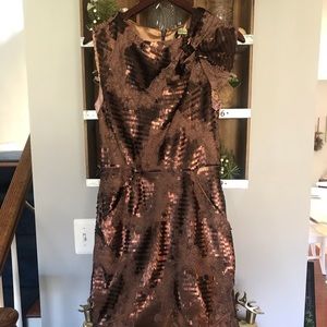 Copper brown sequins and lace  Eva Franco dress